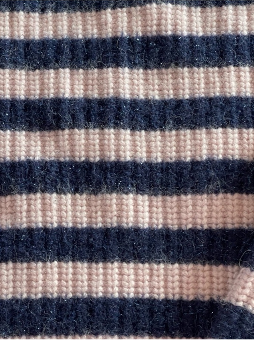 Boden Striped Sparkle Crewneck Sweater in Pink, Navy & Tan, Wool blend, Sz 8(M) - Picture 9 of 10